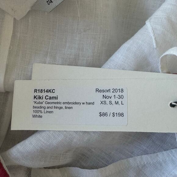 New ST. ROCHE "Kiki" Cami Kuba Geo Embroidery Hand Beading Fringe Tank Top Sz S - Picture 9 of 9